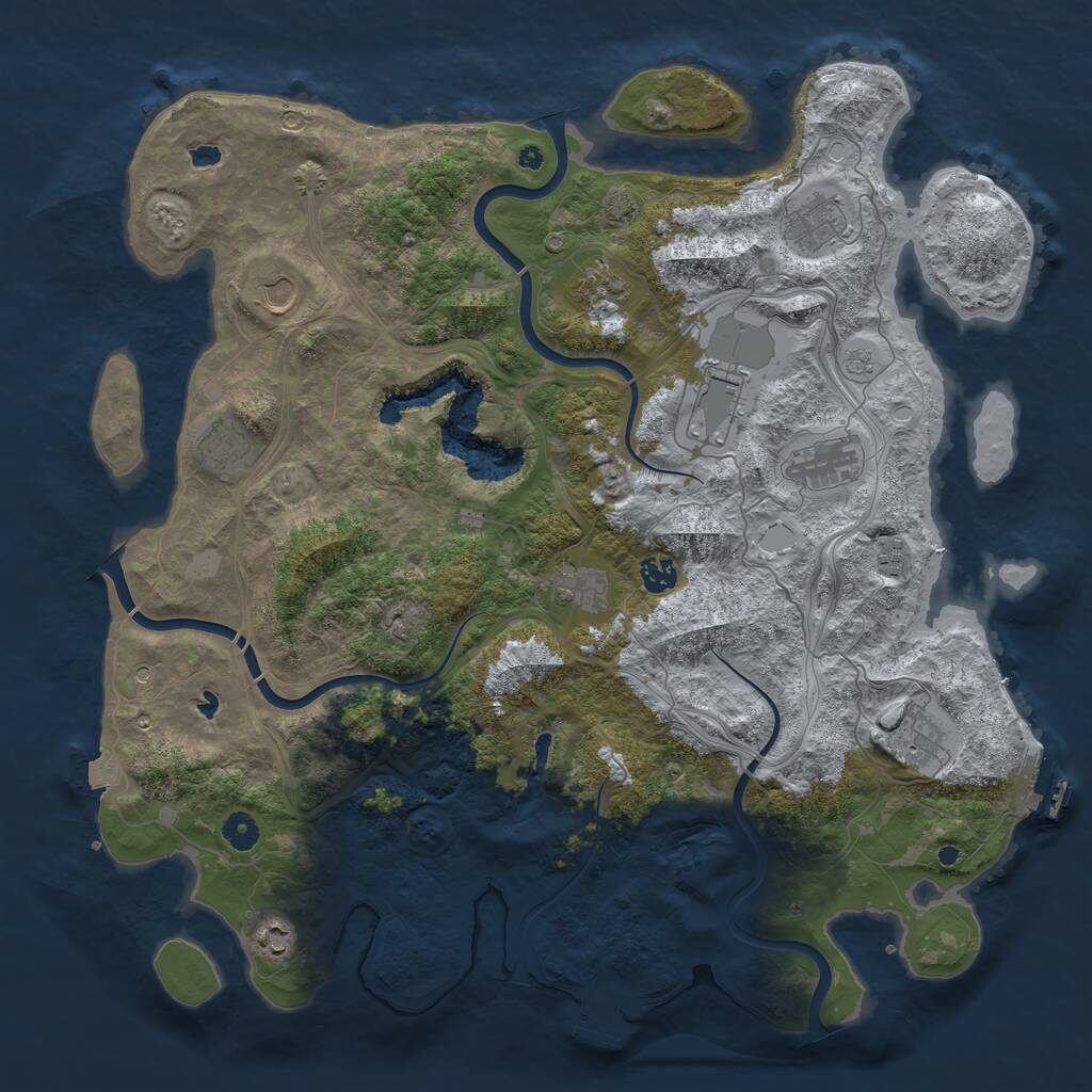 Rust Map: Procedural Map, Size: 4500, Seed: 608736610, 17 Monuments