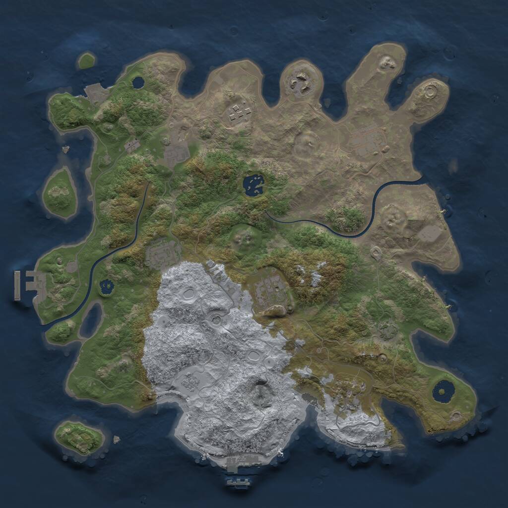 Rust Map: Procedural Map, Size: 3450, Seed: 11887623, 14 Monuments