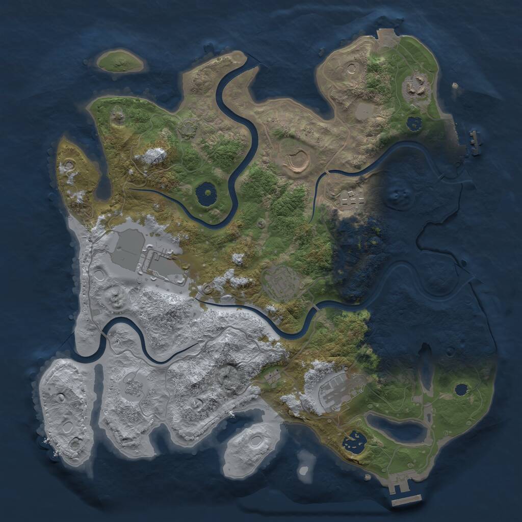 Rust Map: Procedural Map, Size: 3500, Seed: 529837, 13 Monuments