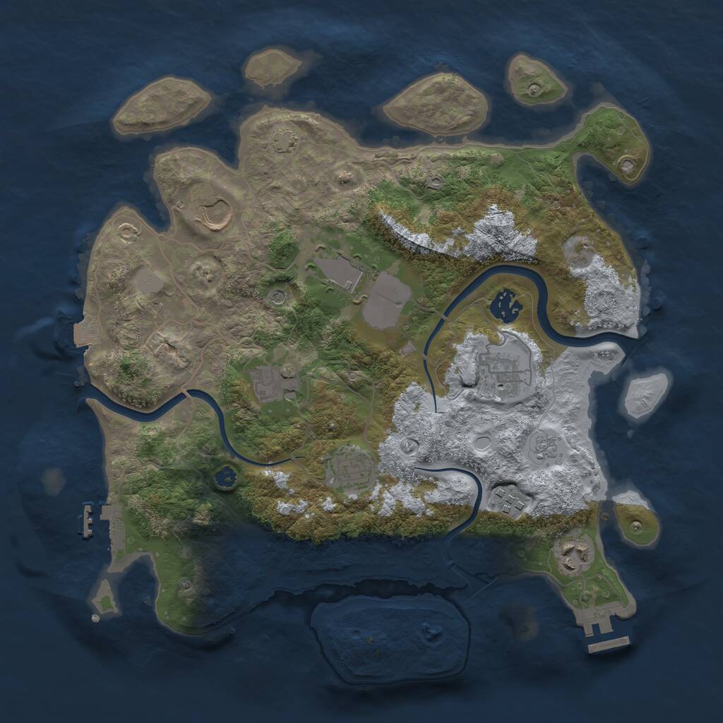 Rust Map: Procedural Map, Size: 3500, Seed: 70694, 14 Monuments