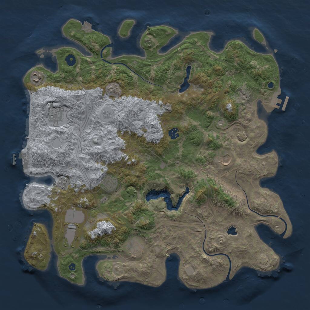 Rust Map: Procedural Map, Size: 4250, Seed: 486529993, 14 Monuments