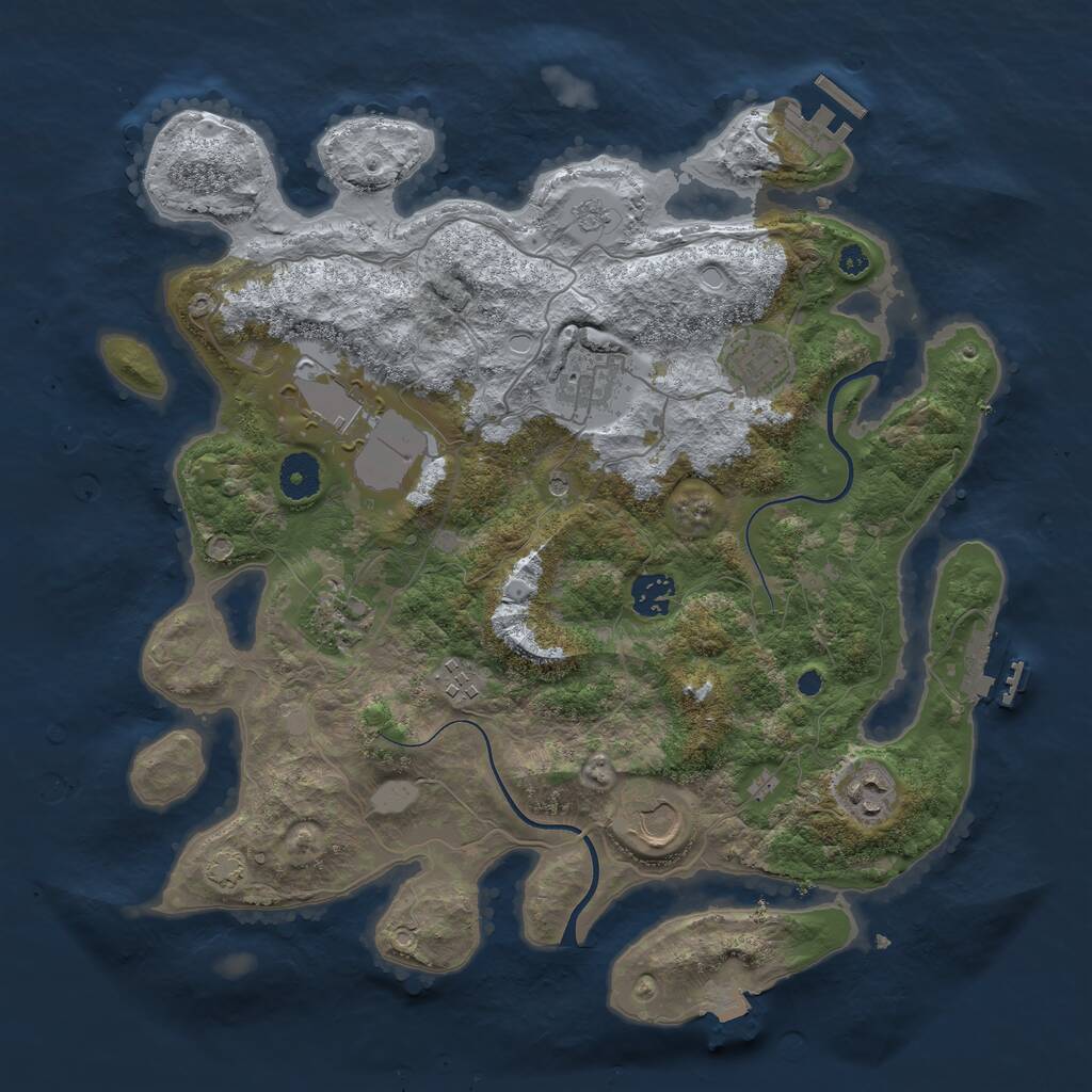 Rust Map: Procedural Map, Size: 3700, Seed: 44782922, 14 Monuments