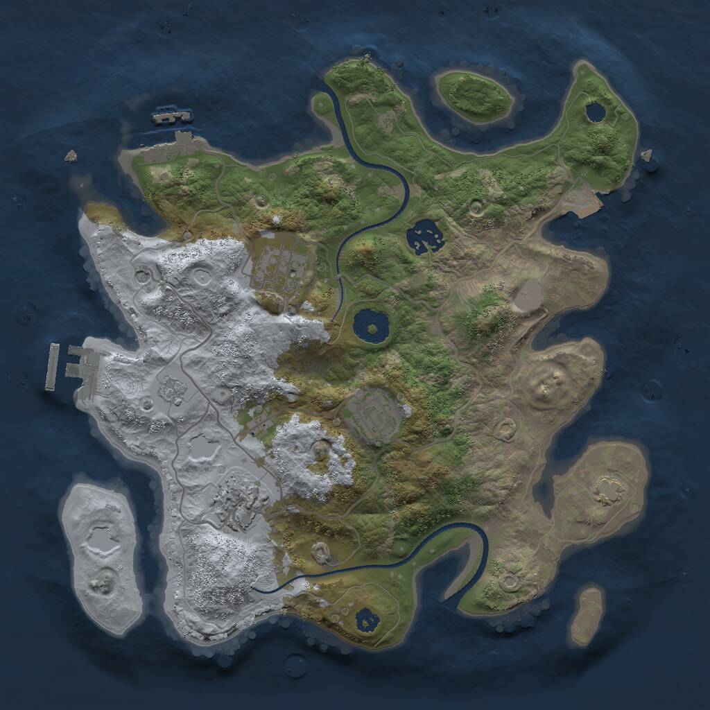 Rust Map: Procedural Map, Size: 3000, Seed: 1854697523, 10 Monuments