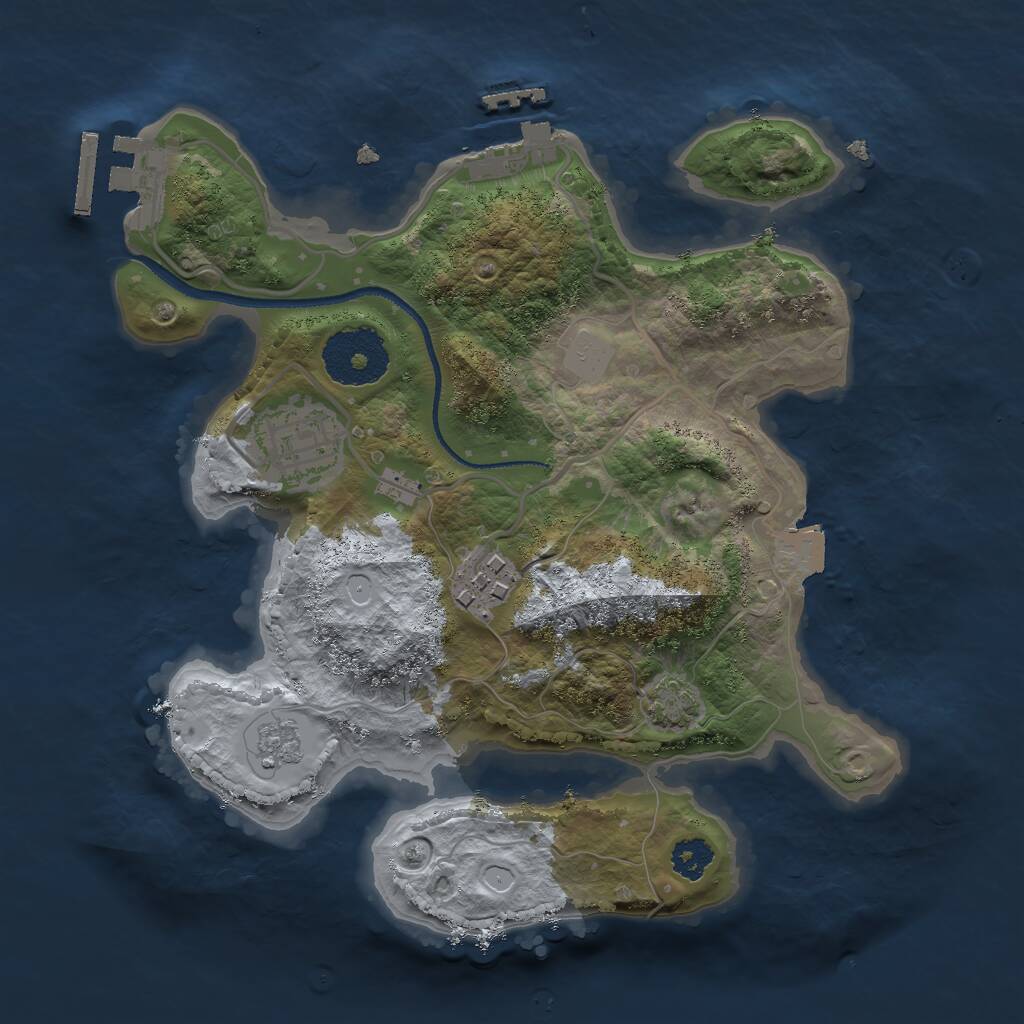 Rust Map: Procedural Map, Size: 2500, Seed: 79430, 7 Monuments