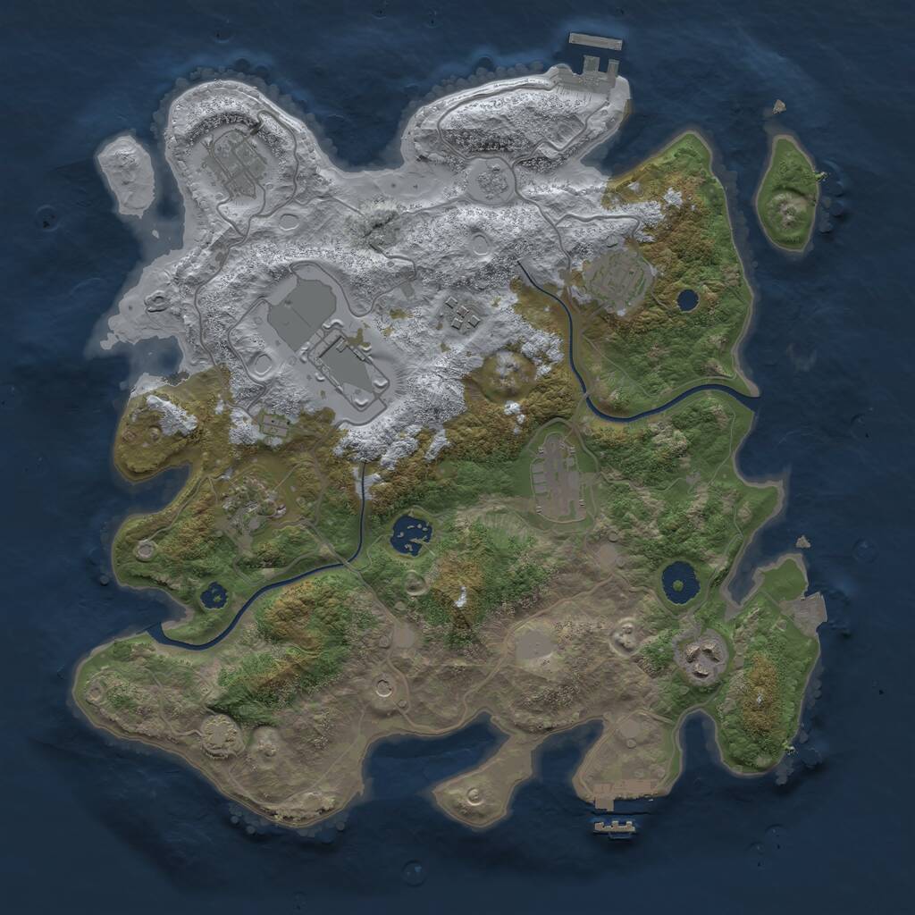 Rust Map: Procedural Map, Size: 3500, Seed: 1774369179, 14 Monuments