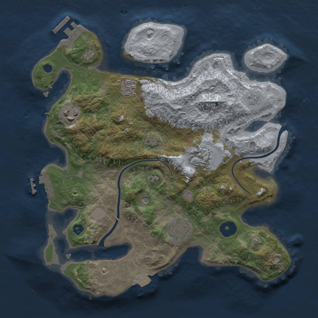 Rust Map: Procedural Map, Size: 3000, Seed: 69193917, 10 Monuments