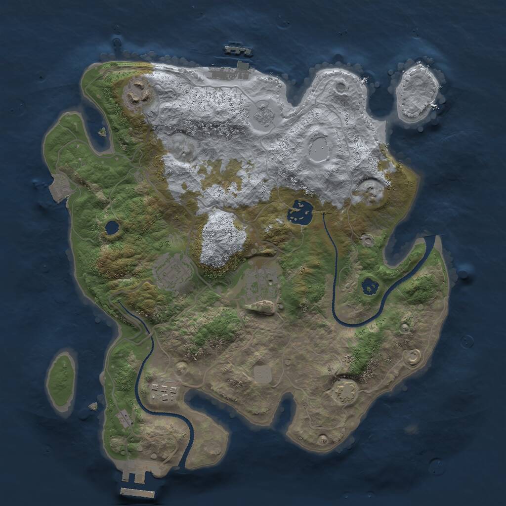 Rust Map: Procedural Map, Size: 3000, Seed: 715451, 10 Monuments