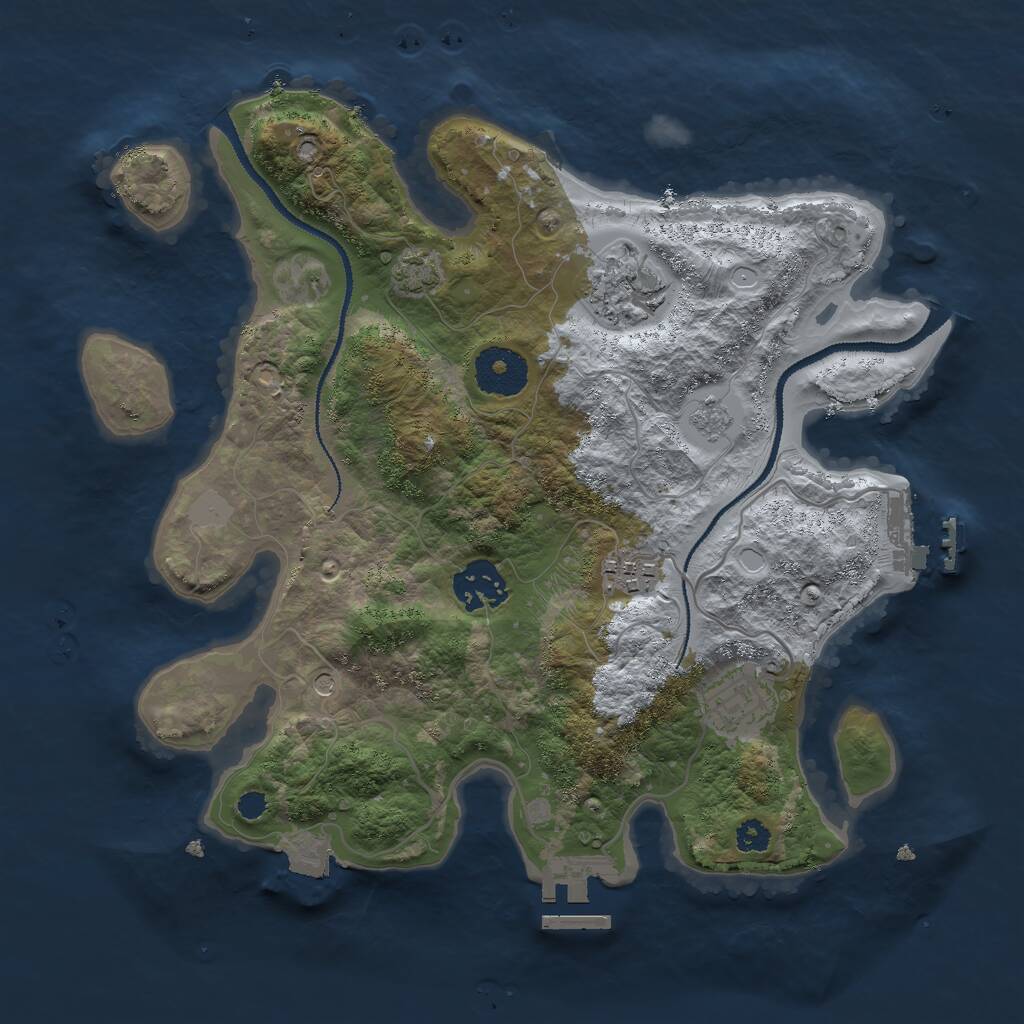 Rust Map: Procedural Map, Size: 3000, Seed: 3694, 10 Monuments