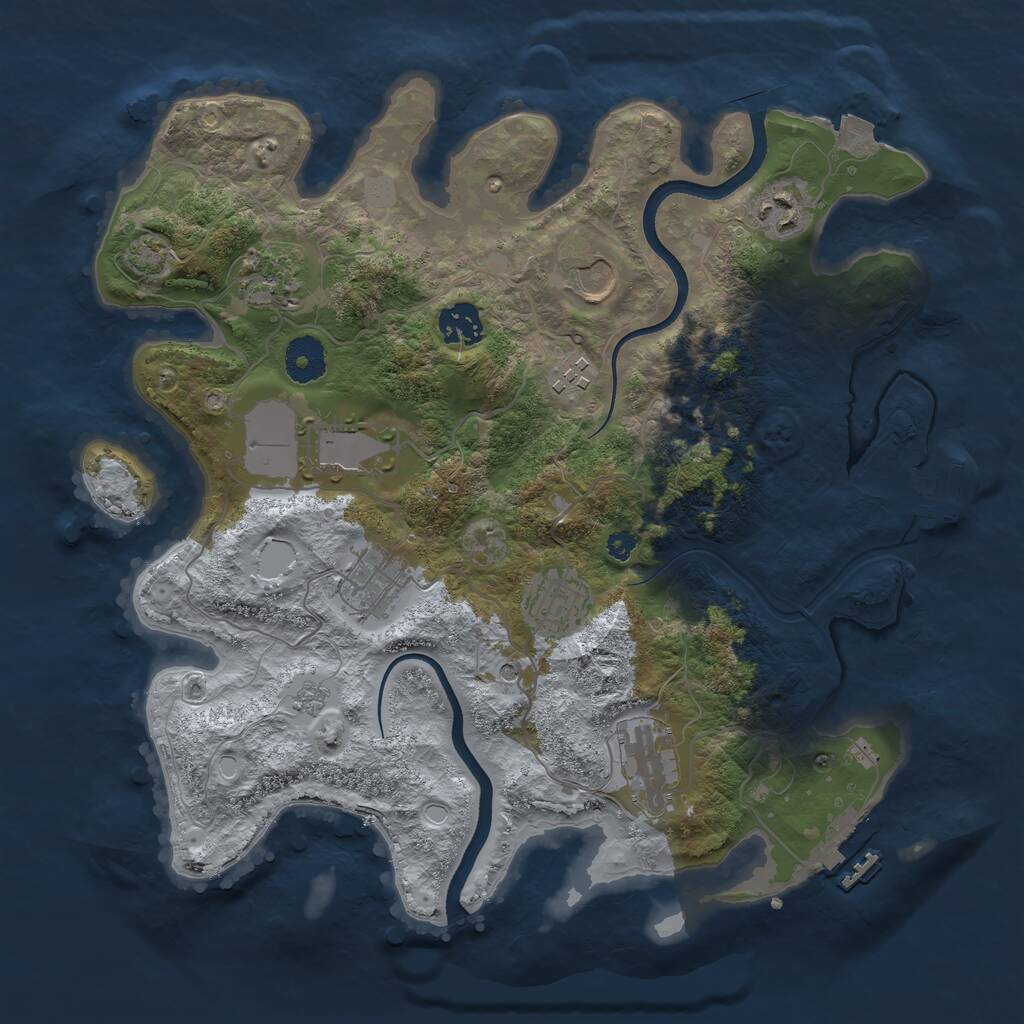 Rust Map: Procedural Map, Size: 3500, Seed: 22418, 15 Monuments