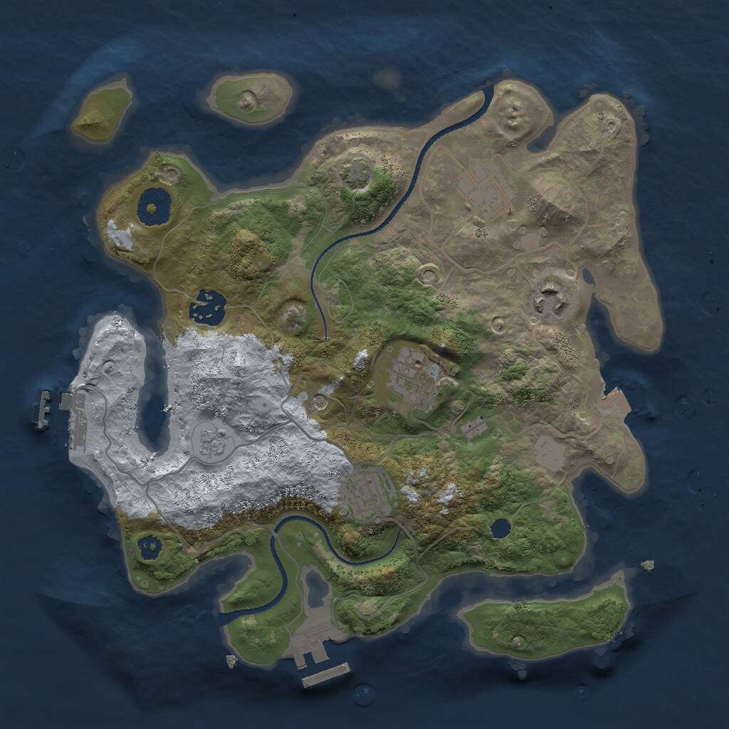 Rust Map: Procedural Map, Size: 3000, Seed: 663716370, 11 Monuments