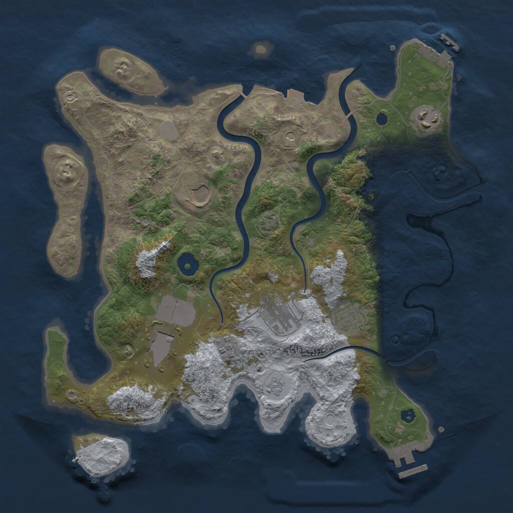 Rust Map: Procedural Map, Size: 3500, Seed: 25524, 12 Monuments