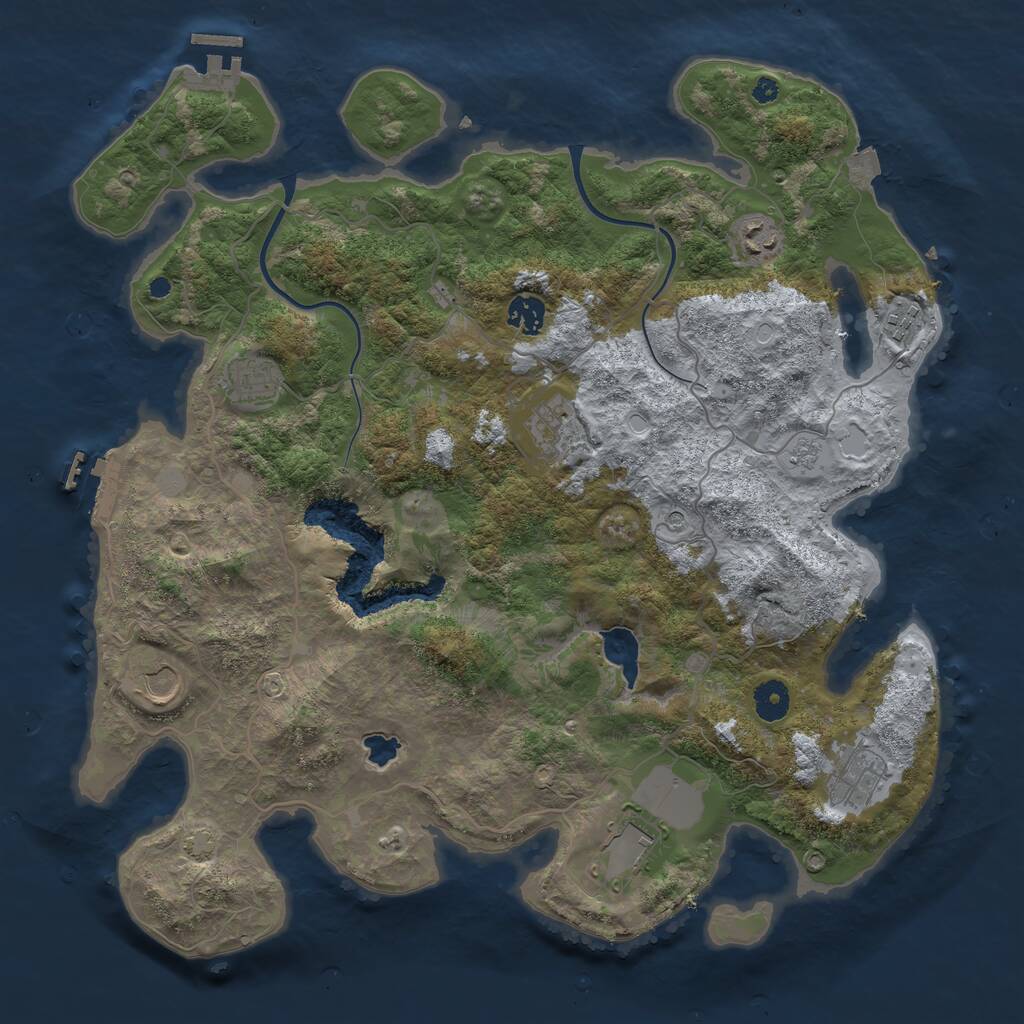 Rust Map: Procedural Map, Size: 4000, Seed: 84258086, 14 Monuments