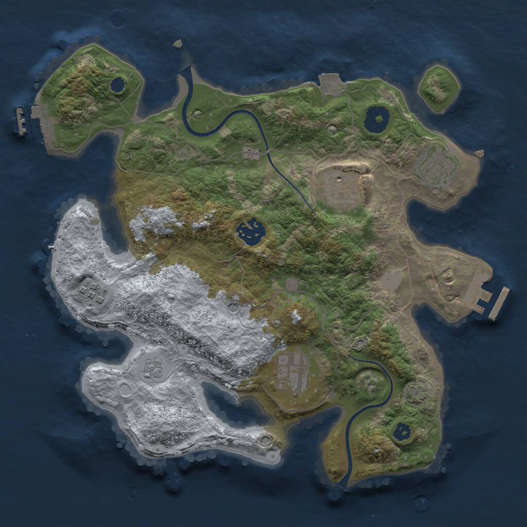 Rust Map: Procedural Map, Size: 3000, Seed: 905745, 11 Monuments