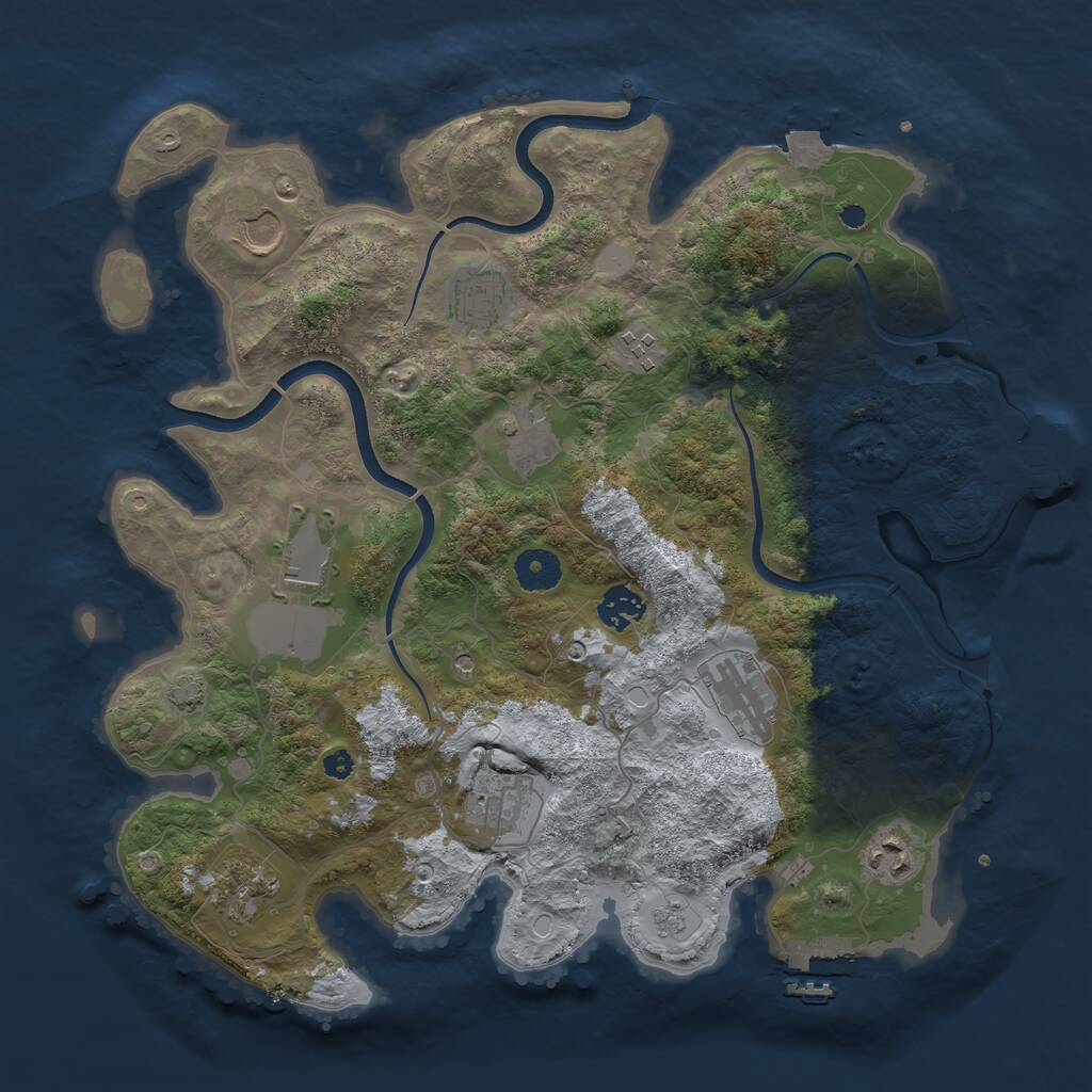 Rust Map: Procedural Map, Size: 3700, Seed: 492625112, 16 Monuments