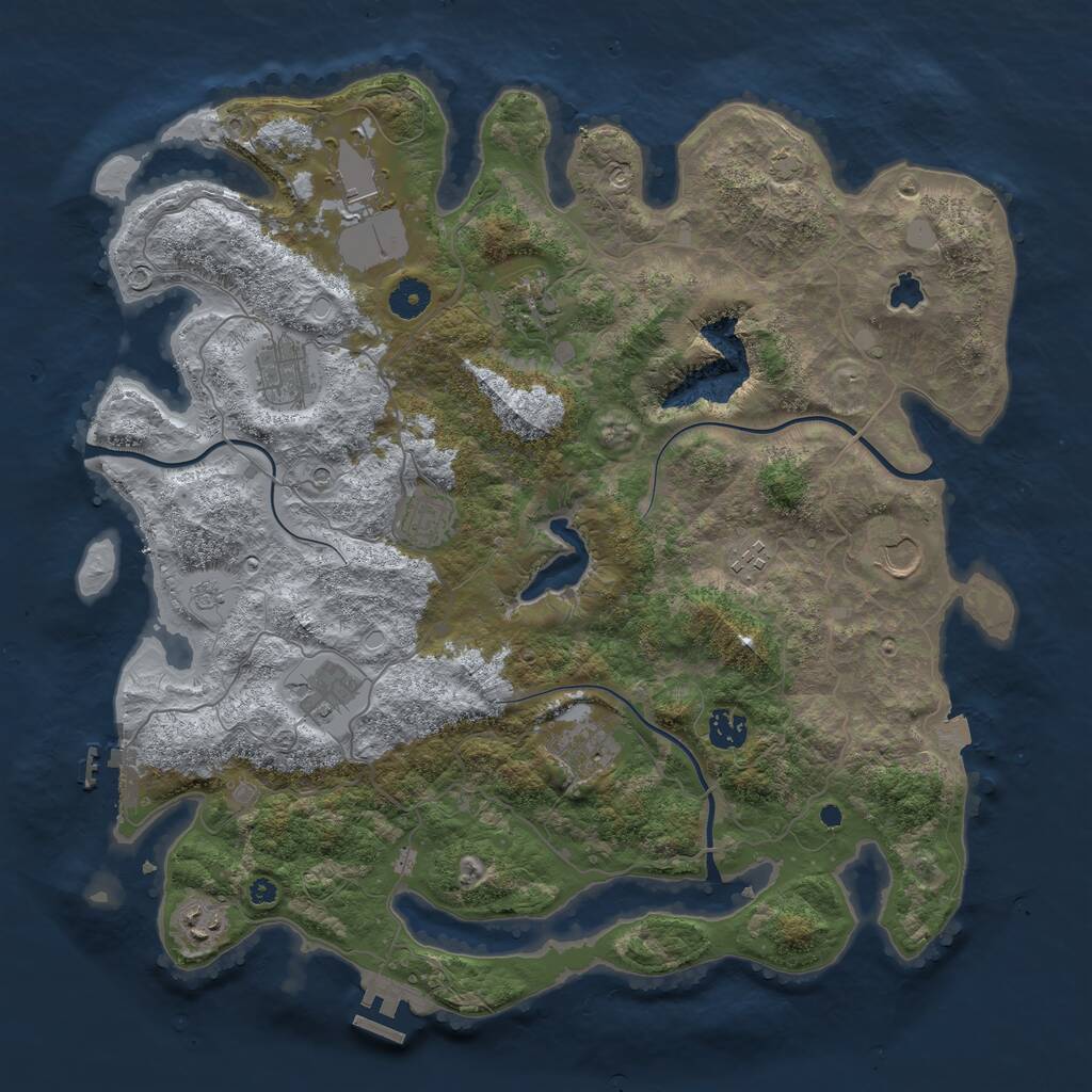 Rust Map: Procedural Map, Size: 4096, Seed: 66533876, 16 Monuments