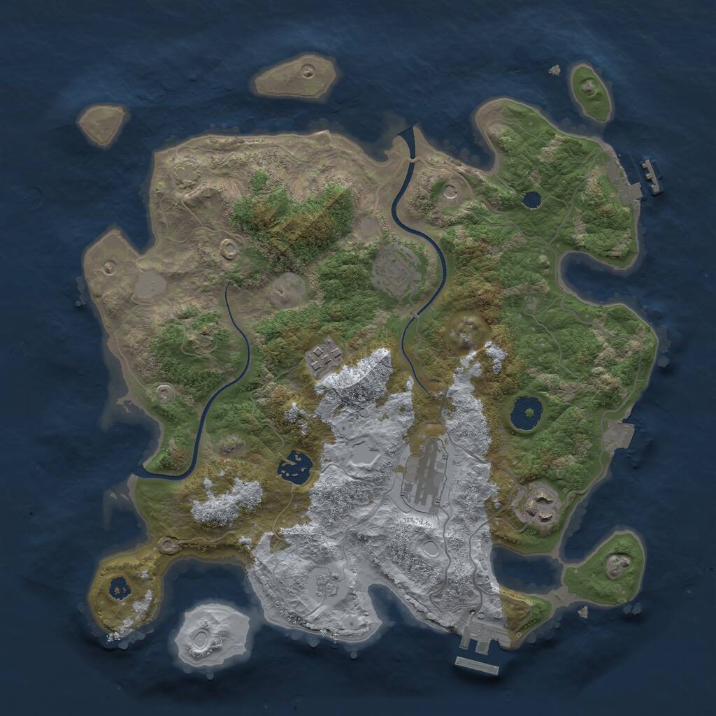Rust Map: Procedural Map, Size: 3300, Seed: 76919056, 11 Monuments