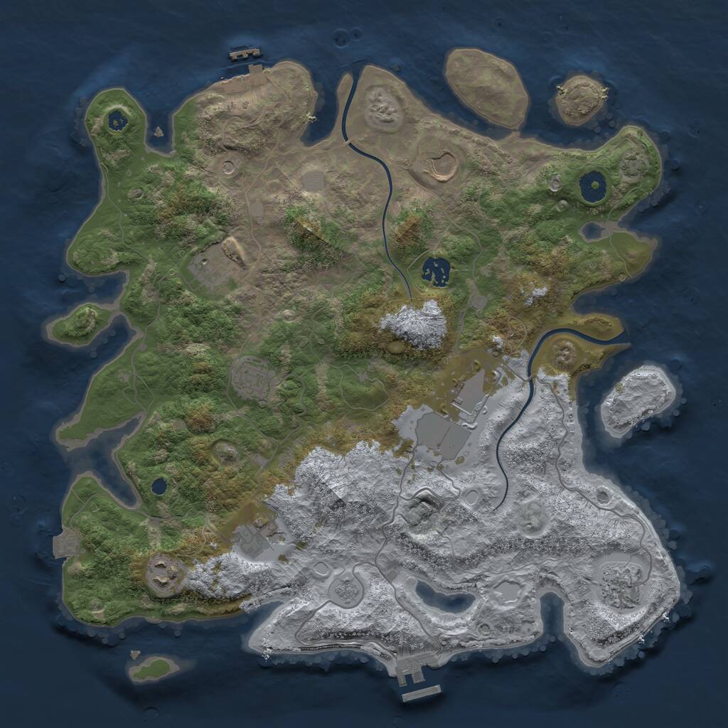 Rust Map: Procedural Map, Size: 3750, Seed: 666507460, 14 Monuments