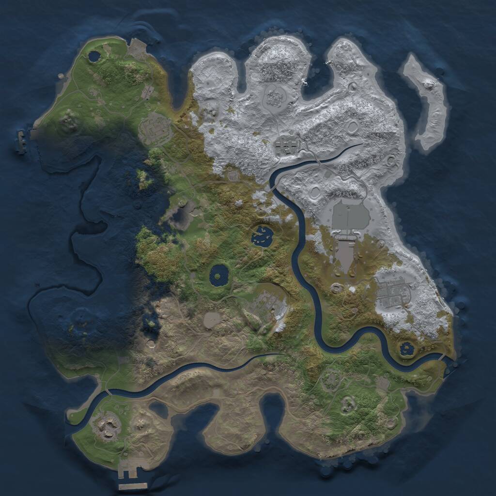 Rust Map: Procedural Map, Size: 3500, Seed: 1424586320, 14 Monuments