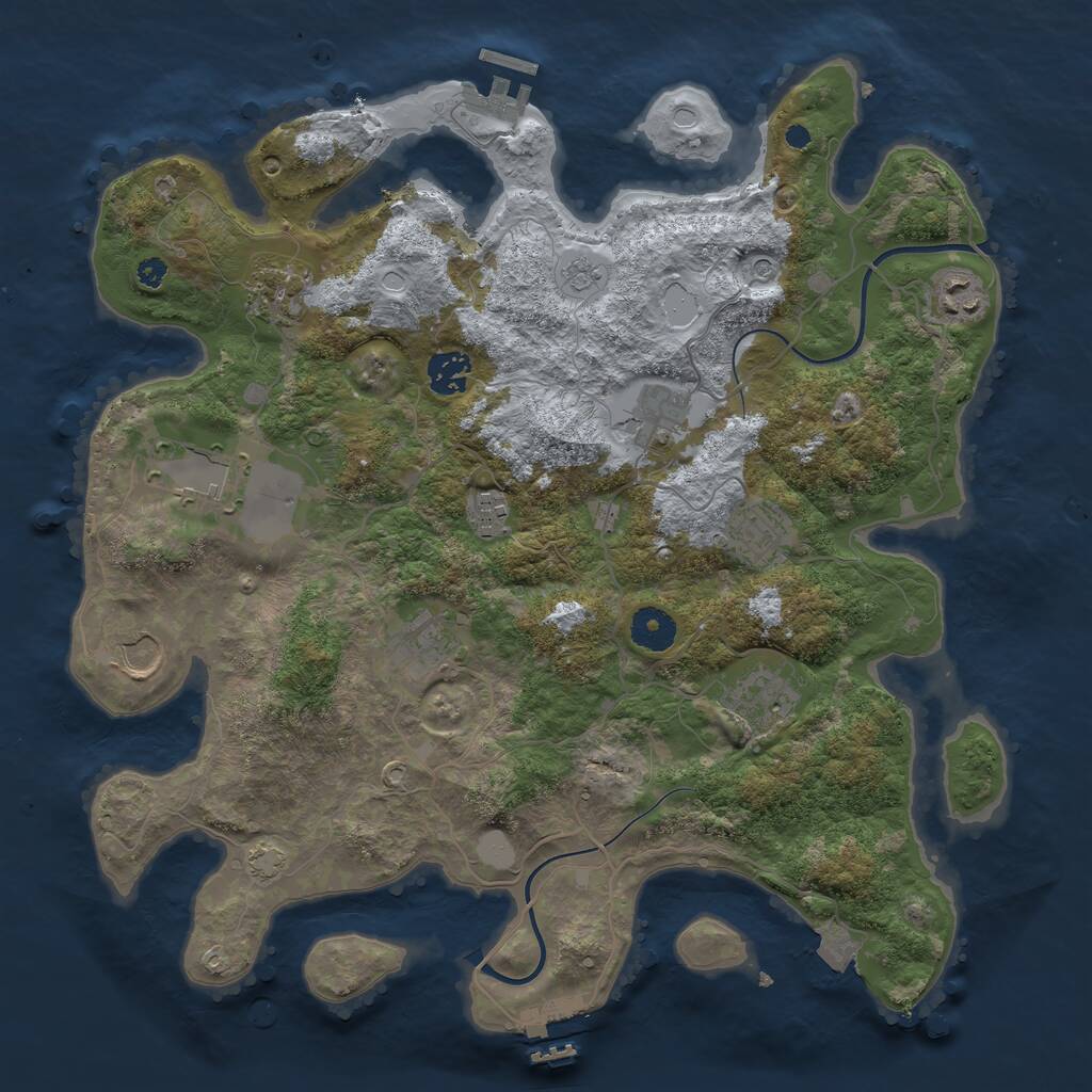 Rust Map: Procedural Map, Size: 3700, Seed: 1167847814, 16 Monuments