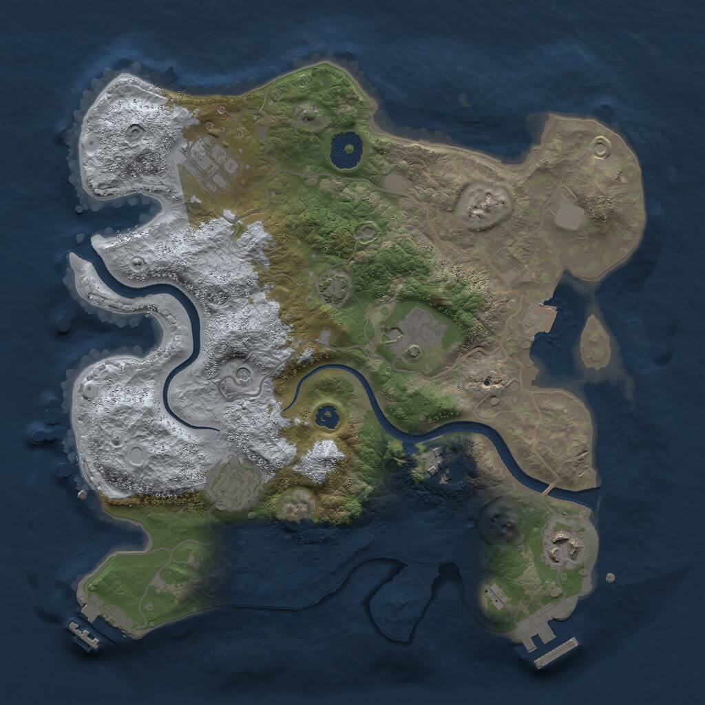 Rust Map: Procedural Map, Size: 3000, Seed: 62357, 10 Monuments