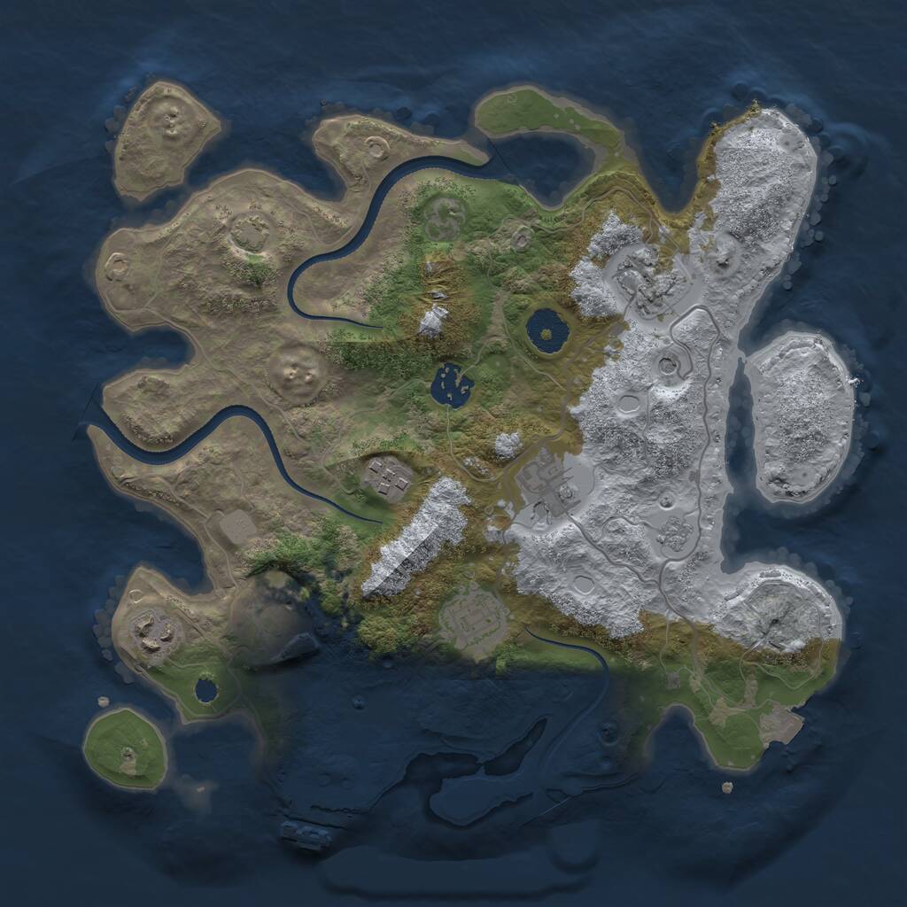 Rust Map: Procedural Map, Size: 3250, Seed: 1971277398, 12 Monuments