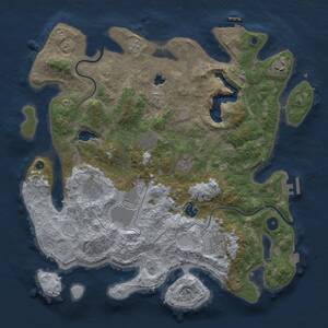 Thumbnail Rust Map: Procedural Map, Size: 4000, Seed: 1408223701, 14 Monuments