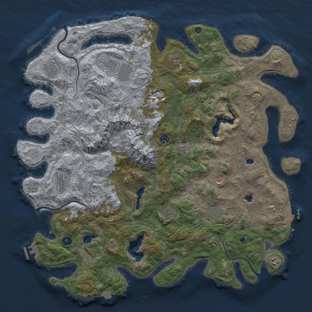 Rust Map: Procedural Map, Size: 5000, Seed: 25565, 16 Monuments