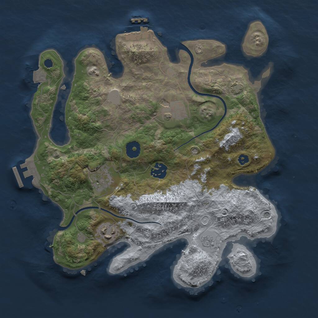 Rust Map: Procedural Map, Size: 3000, Seed: 496061626, 9 Monuments