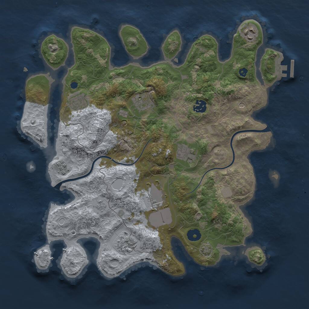 Rust Map: Procedural Map, Size: 3500, Seed: 1742619920, 13 Monuments