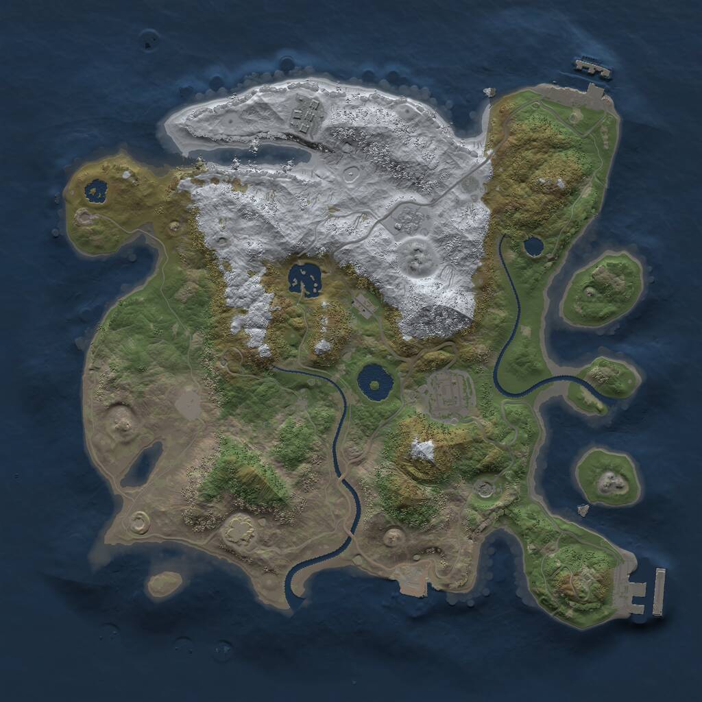 Rust Map: Procedural Map, Size: 3000, Seed: 377911018, 9 Monuments