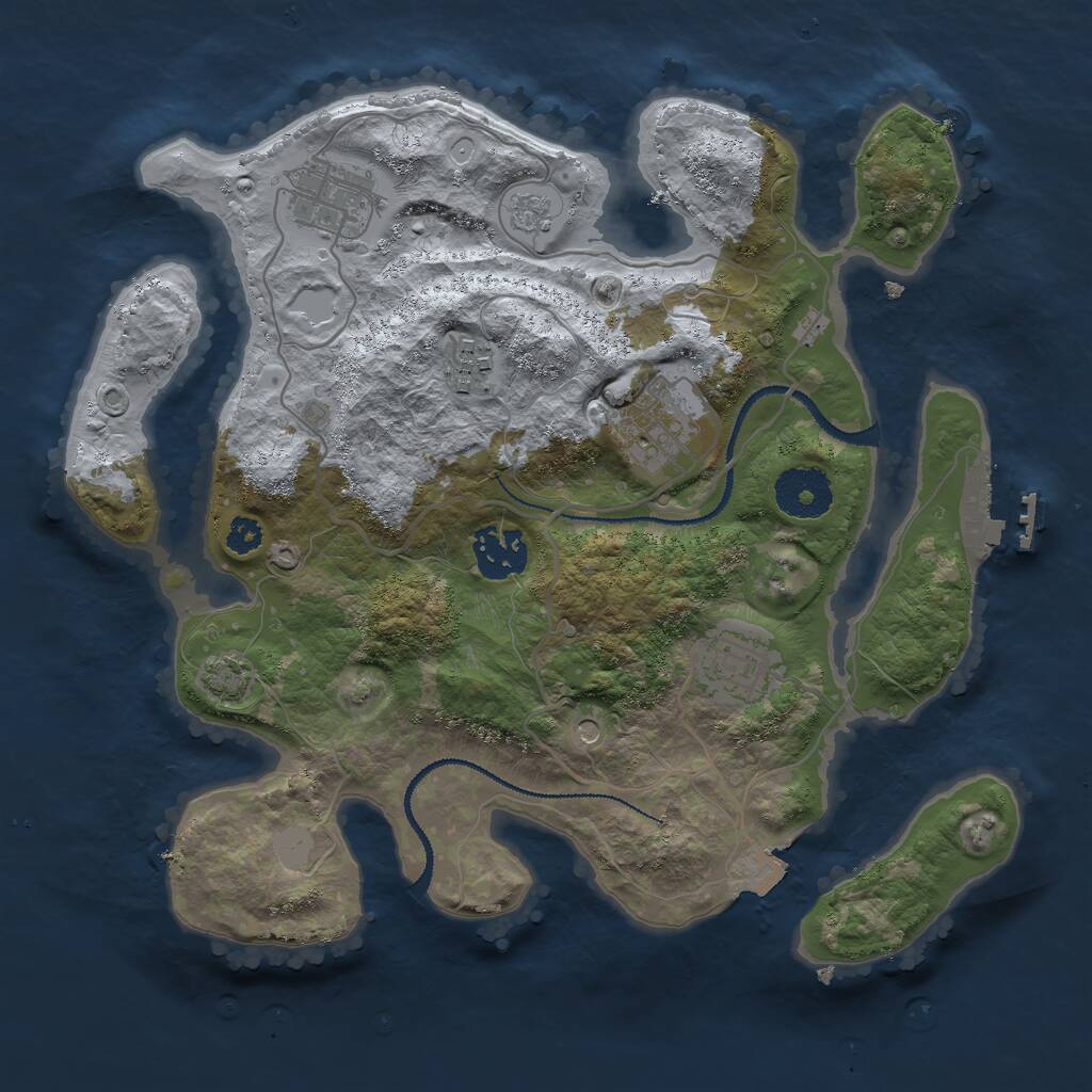 Rust Map: Procedural Map, Size: 3000, Seed: 77674093, 10 Monuments