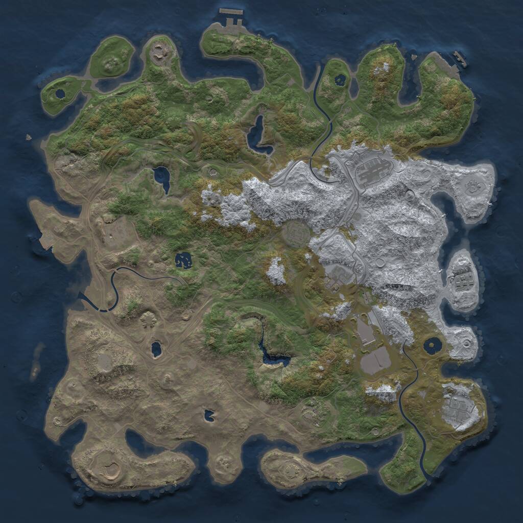Rust Map: Procedural Map, Size: 4500, Seed: 298557093, 17 Monuments