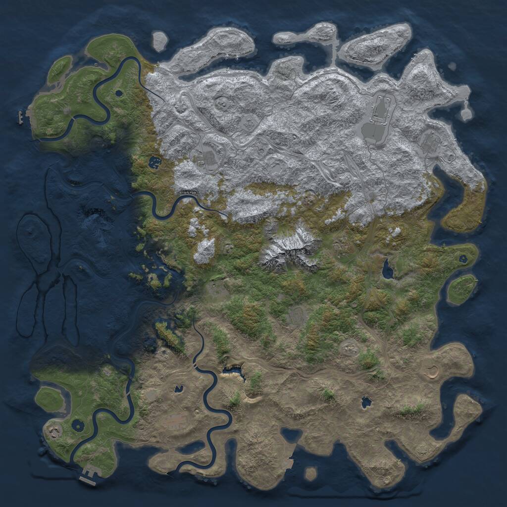 Rust Map: Procedural Map, Size: 6000, Seed: 1207672682, 17 Monuments