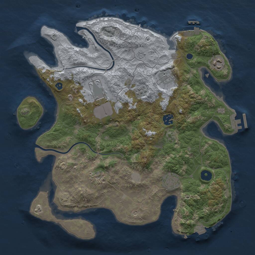 Rust Map: Procedural Map, Size: 3500, Seed: 179028985, 13 Monuments