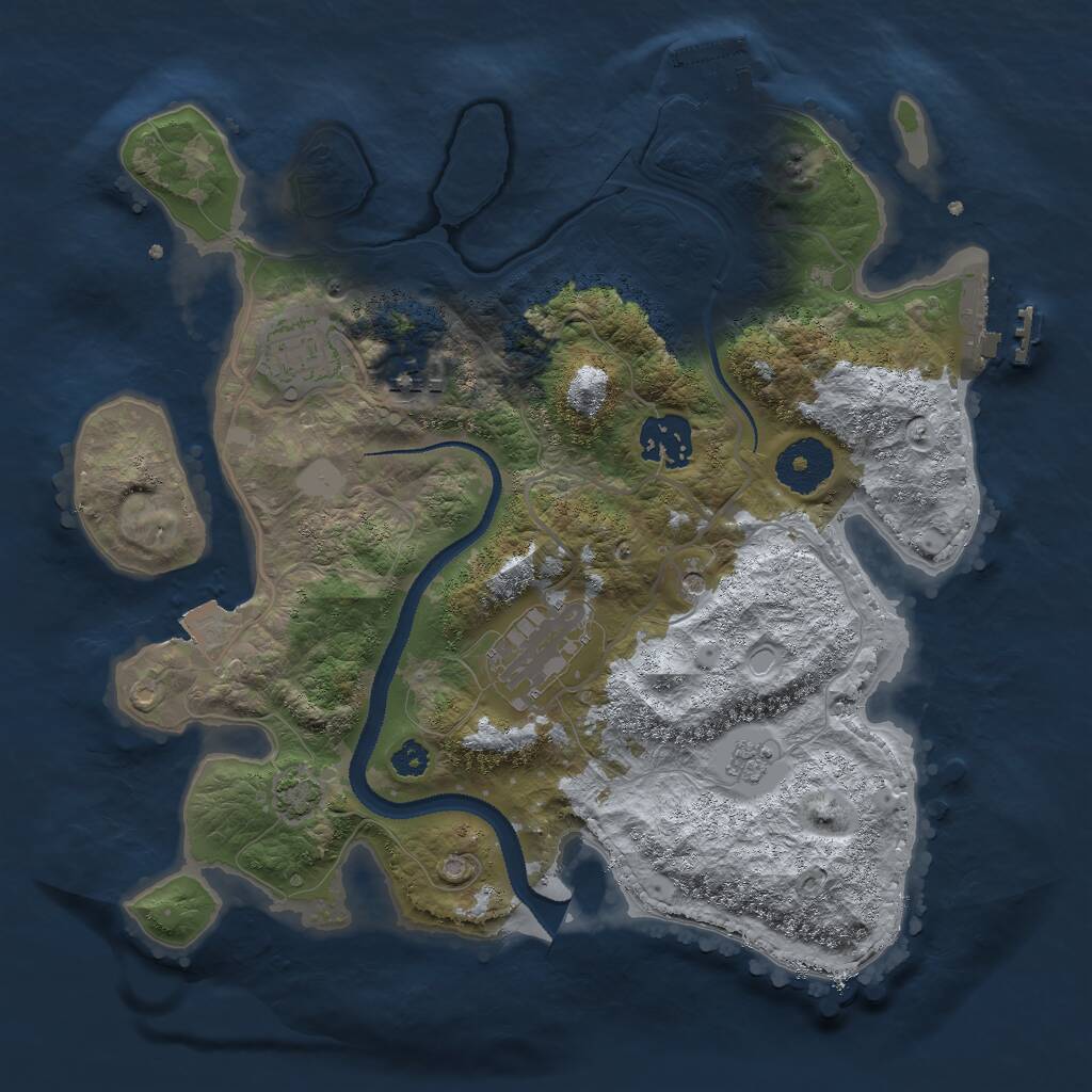 Rust Map: Procedural Map, Size: 3000, Seed: 756745645, 10 Monuments