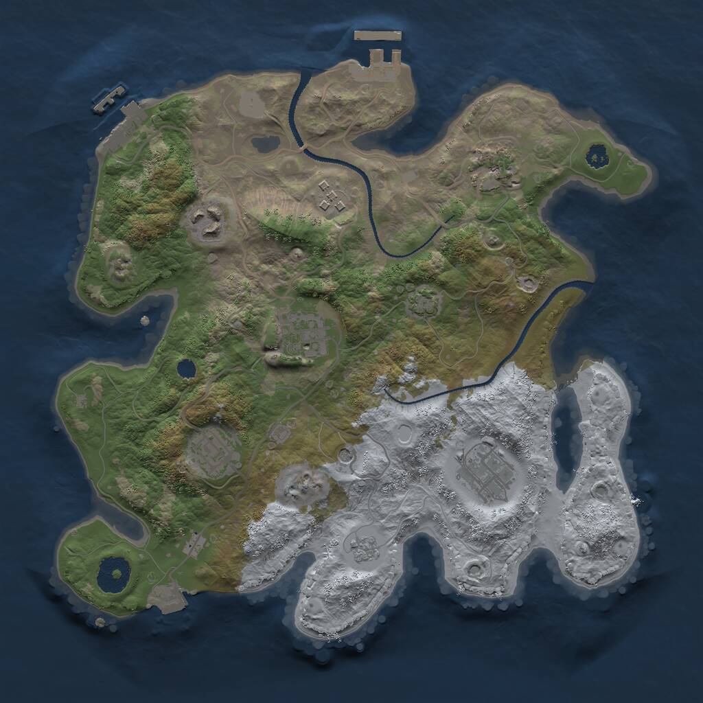 Rust Map: Procedural Map, Size: 3000, Seed: 95810292, 12 Monuments