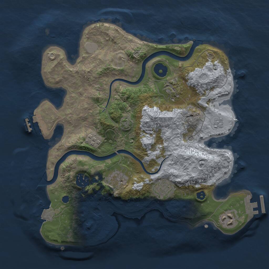 Rust Map: Procedural Map, Size: 3000, Seed: 5551234, 12 Monuments
