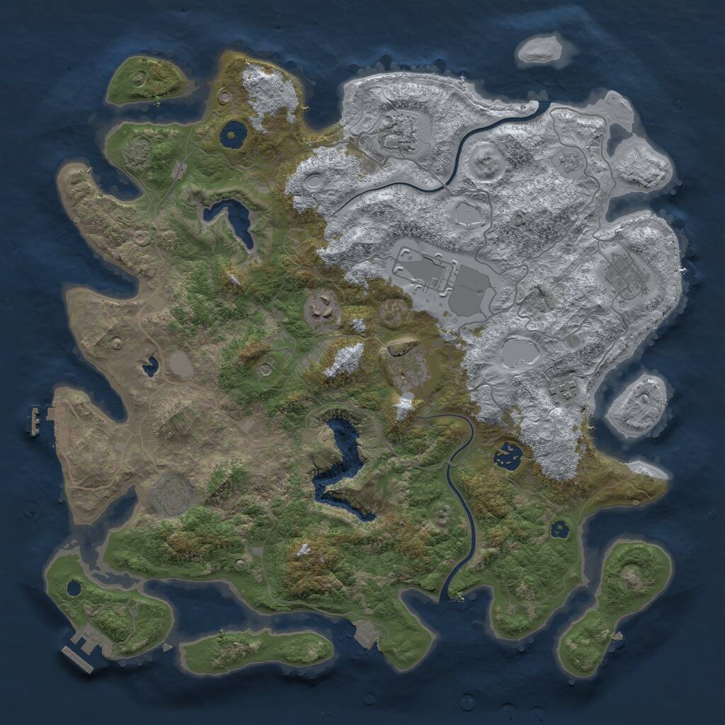 Rust Map: Procedural Map, Size: 4000, Seed: 1265485, 14 Monuments