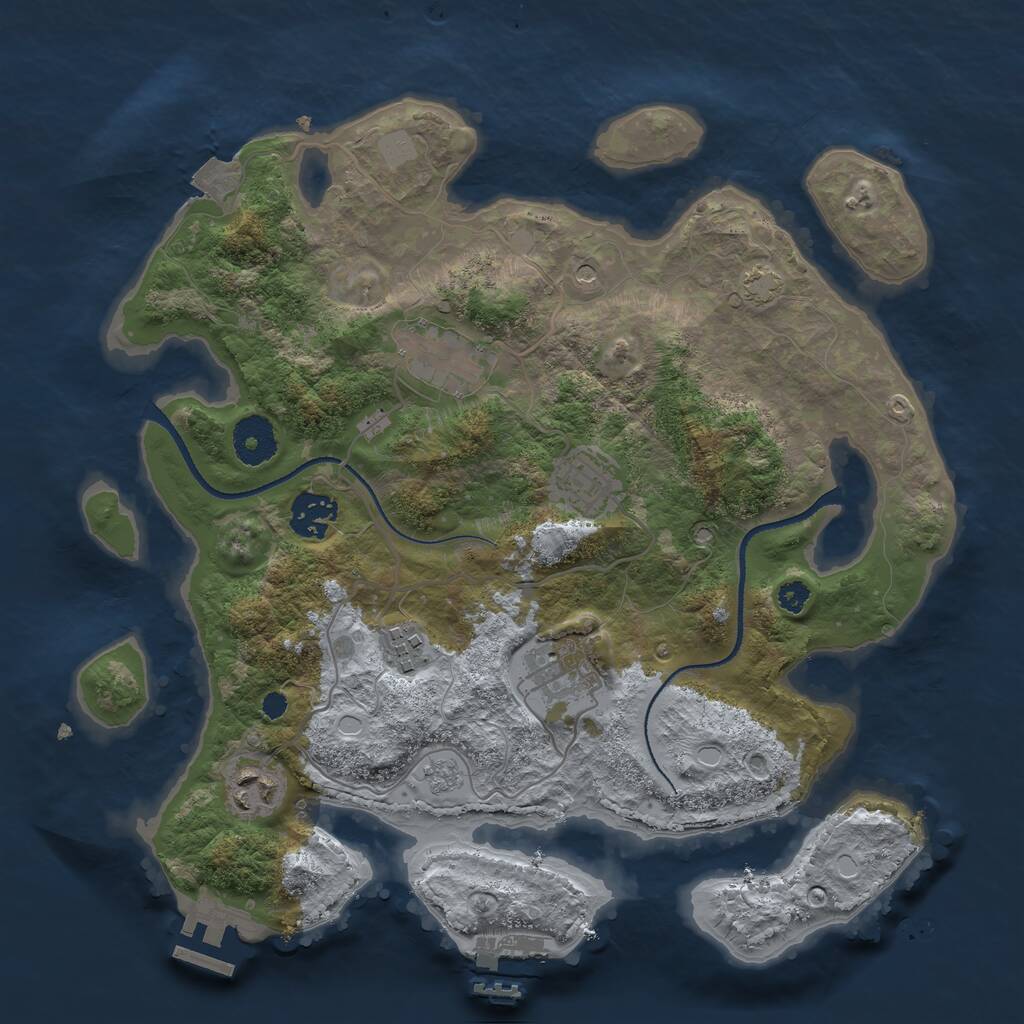 Rust Map: Procedural Map, Size: 3300, Seed: 1481089009, 12 Monuments