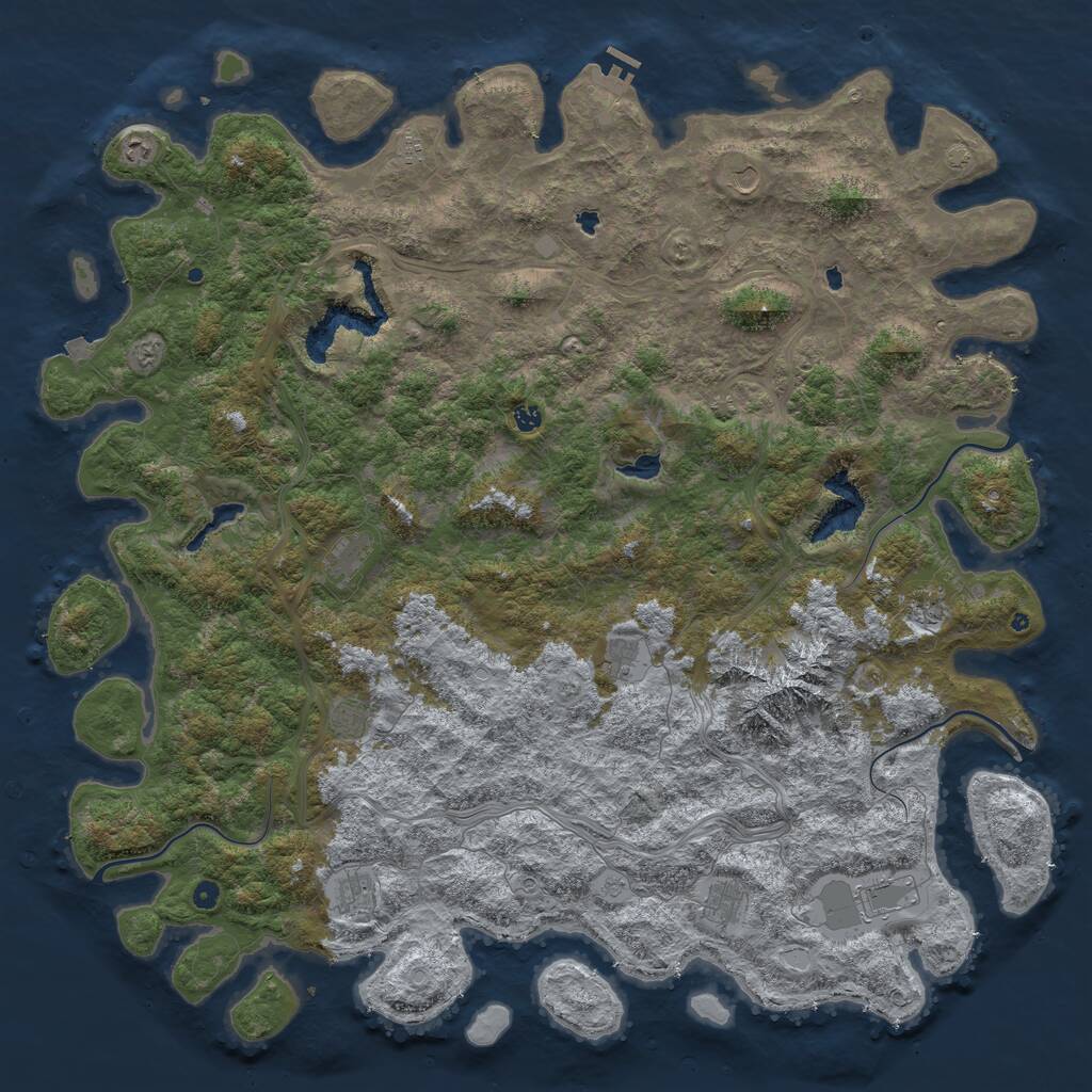 Rust Map: Procedural Map, Size: 6000, Seed: 3473475, 16 Monuments