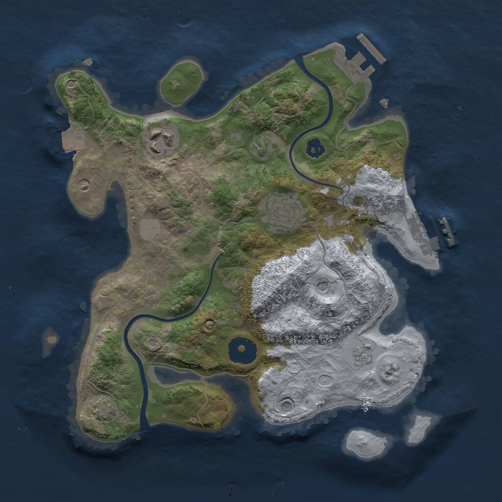 Rust Map: Procedural Map, Size: 2700, Seed: 1840890173, 8 Monuments