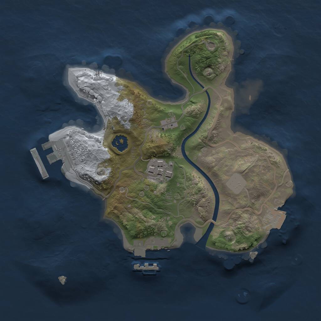 Rust Map: Procedural Map, Size: 2000, Seed: 985353601, 4 Monuments