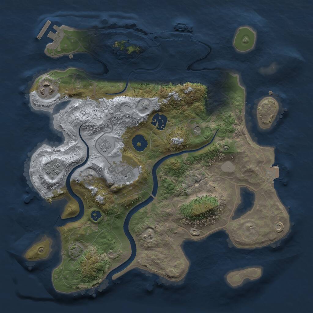 Rust Map: Procedural Map, Size: 3000, Seed: 11893, 10 Monuments