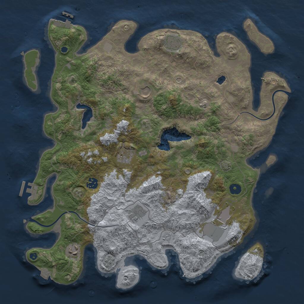 Rust Map: Procedural Map, Size: 4000, Seed: 19343519, 14 Monuments