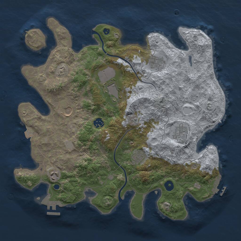 Rust Map: Procedural Map, Size: 3700, Seed: 128506965, 14 Monuments