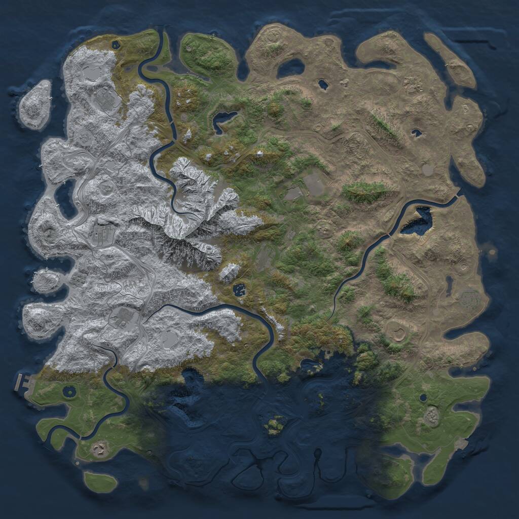Rust Map: Procedural Map, Size: 6000, Seed: 450252958, 16 Monuments