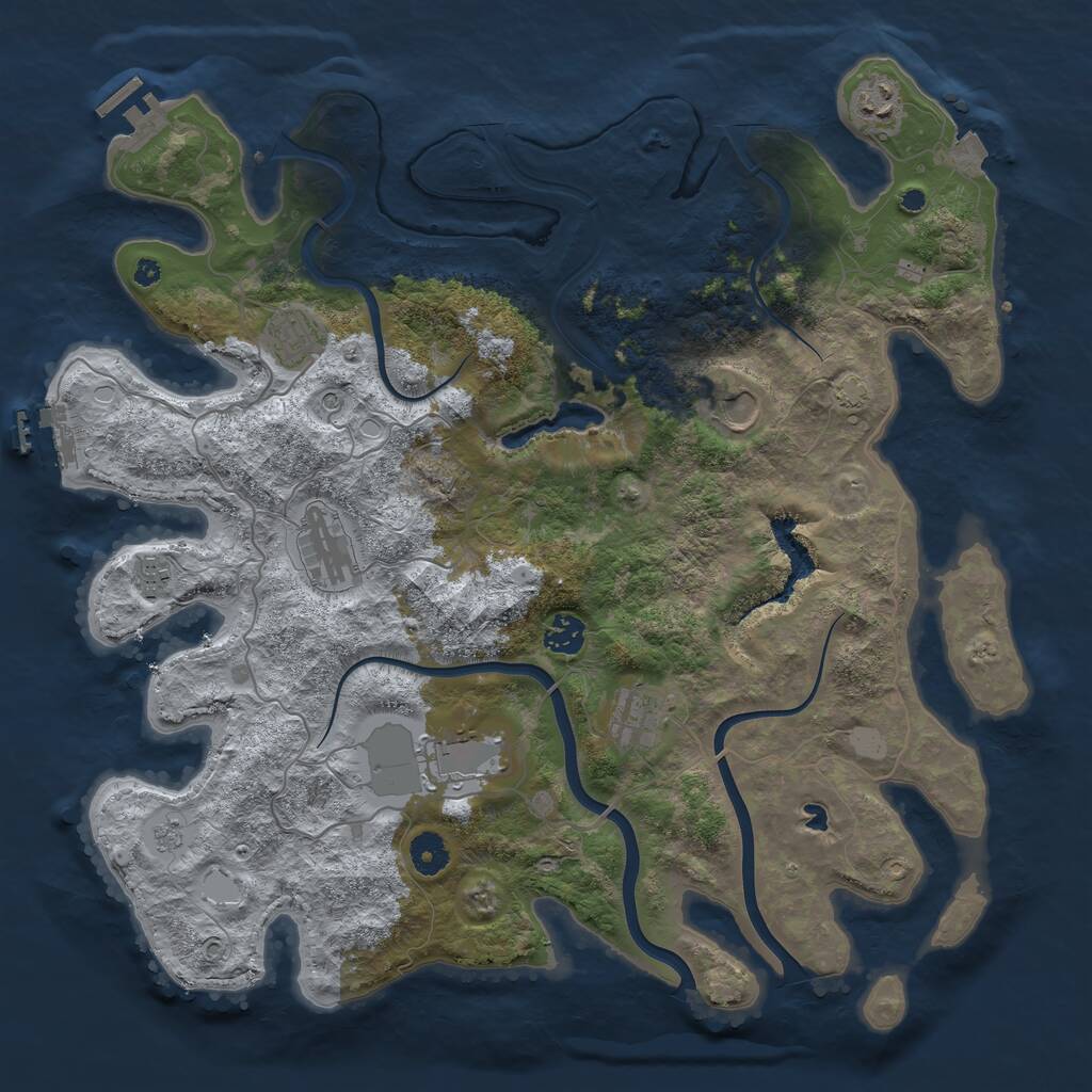 Rust Map: Procedural Map, Size: 4050, Seed: 795755220, 14 Monuments