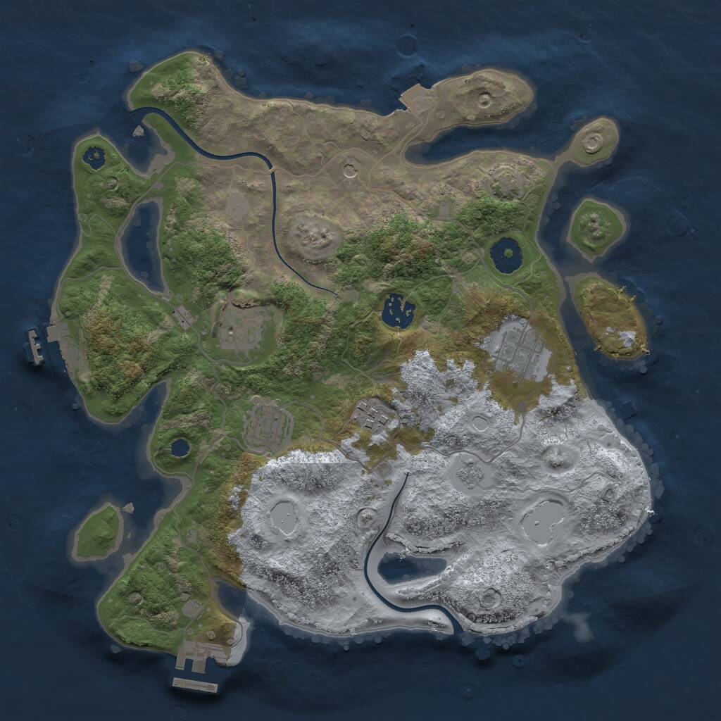Rust Map: Procedural Map, Size: 3250, Seed: 1456438069, 11 Monuments