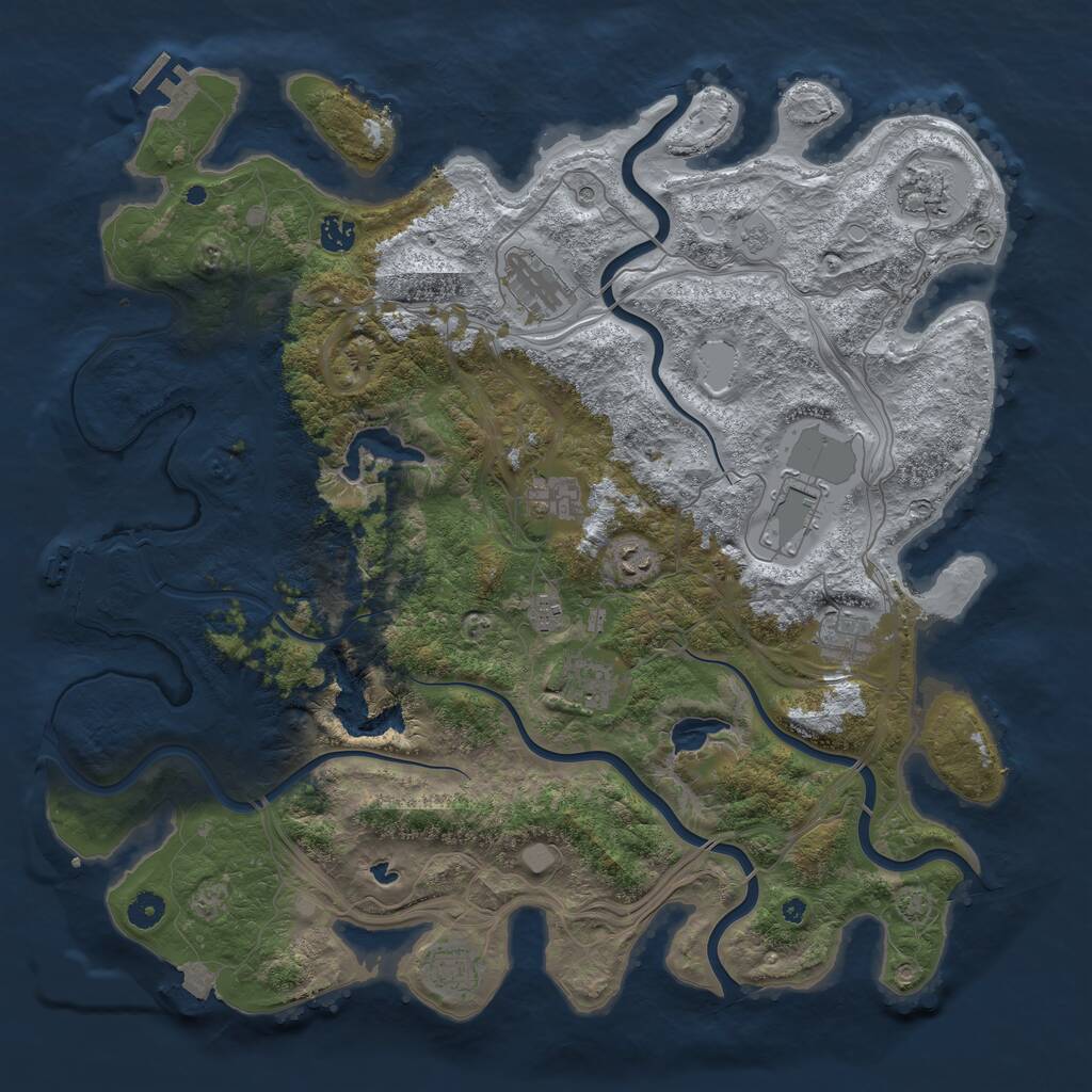 Rust Map: Procedural Map, Size: 4500, Seed: 2230, 16 Monuments