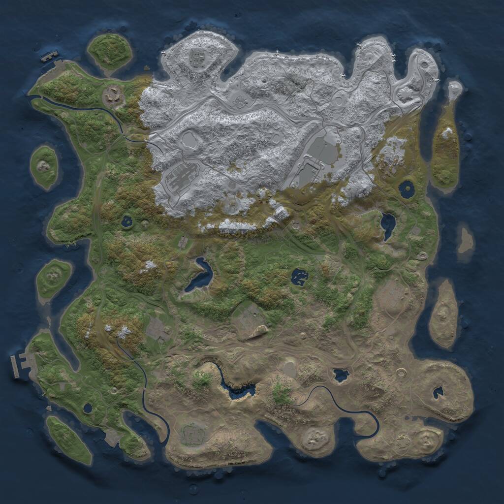 Rust Map: Procedural Map, Size: 4500, Seed: 50256, 16 Monuments